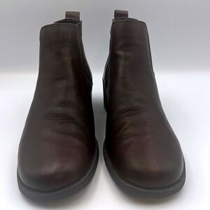 Aerosoles Brown Faux Leather Ankle Boots Slip-On Chelsea Style Womens Size 8.5